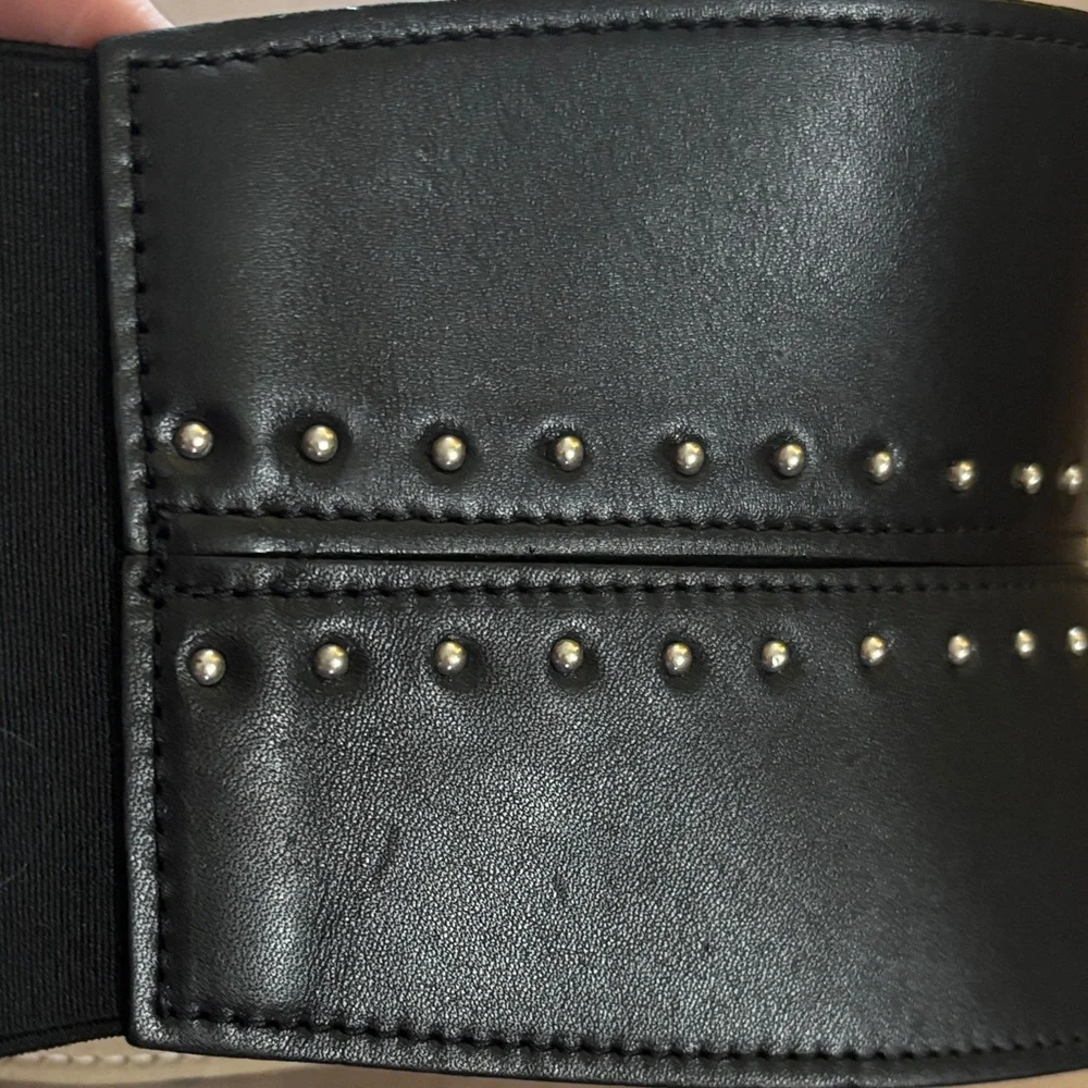 Streets Ahead Black Leather Belt with Silver Studs Small - Picture 7 of 14